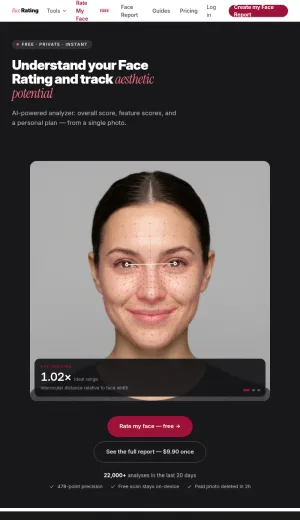 AI Face Rating and Facial Analysis for Selfies screenshot