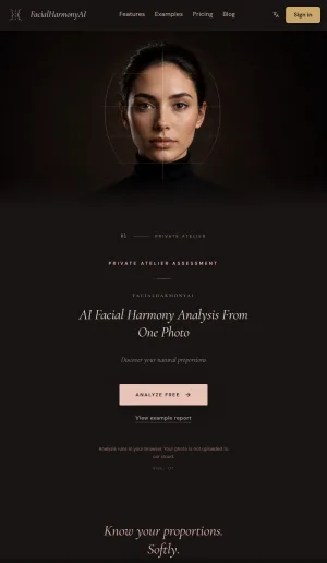 Facial Harmony AI Analysis for Proportions and Symmetry screenshot