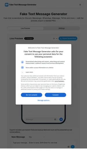 Fake Text Message Screenshot Generator screenshot