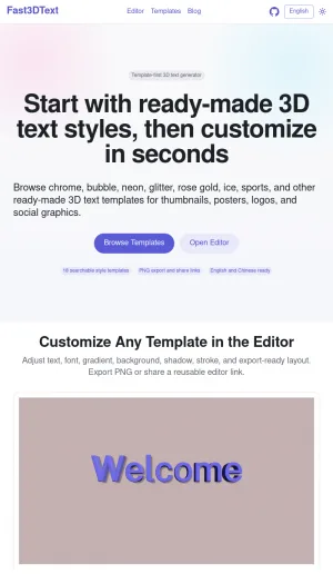 Fast 3D Text Generator and Style Templates screenshot