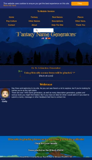 Fantasy and Real-World Name Generator Directory screenshot