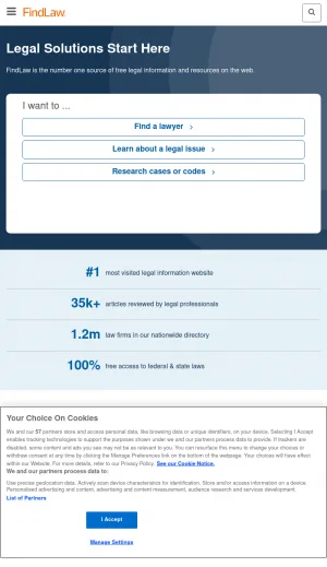 FindLaw Legal Information and Attorney Directory screenshot