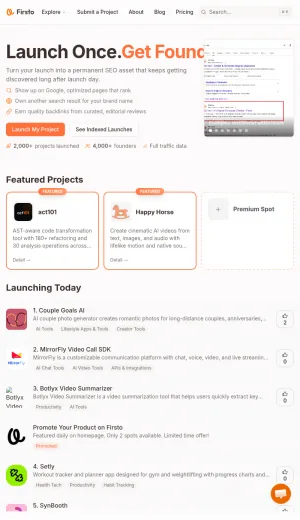Firsto Product Launch and Discovery Platform screenshot