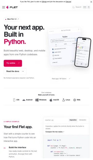 Flet Python Framework for Cross Platform App Development screenshot