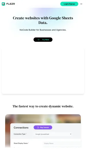 Flezr No-Code Website Builder for Google Sheets Powered Sites screenshot