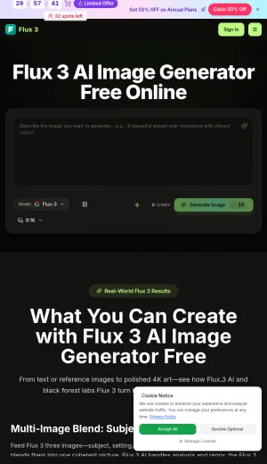 Flux 3 AI Image Generator and Editor screenshot