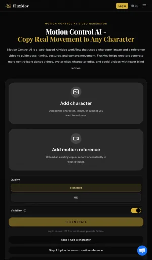 FluxMov Motion Controlled AI Video Generator screenshot