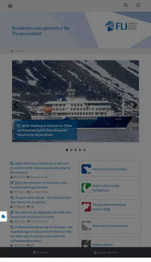 Friedrich Loeffler Institute for Animal Health Research screenshot