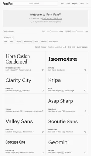 Font Fam Free and Open Source Font Directory screenshot