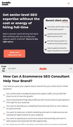 Freddie Chatt Ecommerce SEO Consultant screenshot