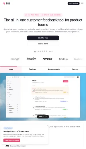 Frill Customer Feedback Platform for Product Teams screenshot
