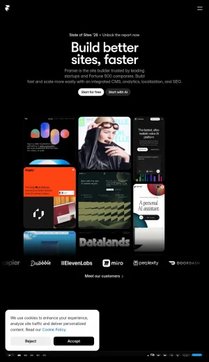 Framer No-Code Website Builder for Professional Custom Sites screenshot