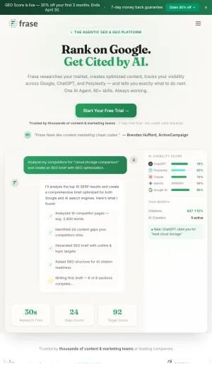 Frase AI SEO and Content Optimization Platform screenshot