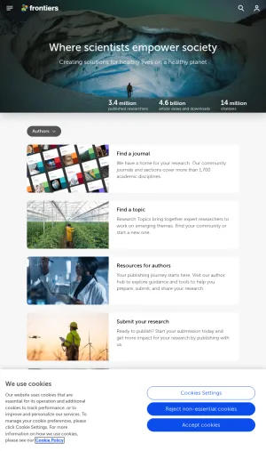 Frontiers Open Access Scientific Journals and Research Network screenshot