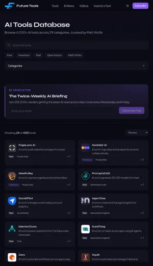 Future Tools AI Tools Directory screenshot