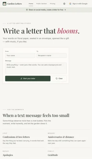 Garden Letters: Floral Digital Letter Writing Studio screenshot