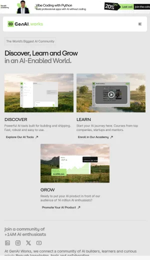 GenAI Works: Generative AI Learning, Tools, News, and Talent Network screenshot