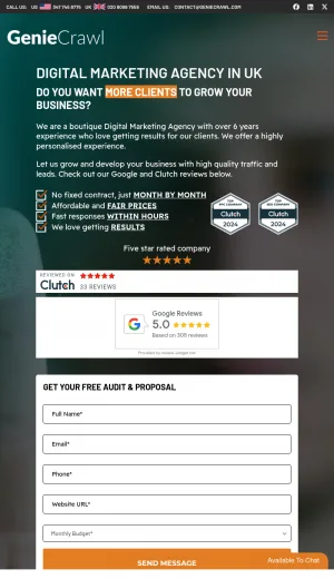 Genie Crawl Digital Marketing Agency London screenshot