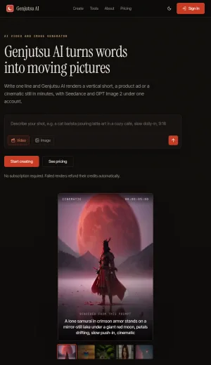 Genjutsu AI Text to Video and Image Generator screenshot