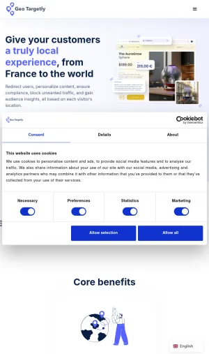 Geo Targeting Platform for Location-Based Website Personalization screenshot