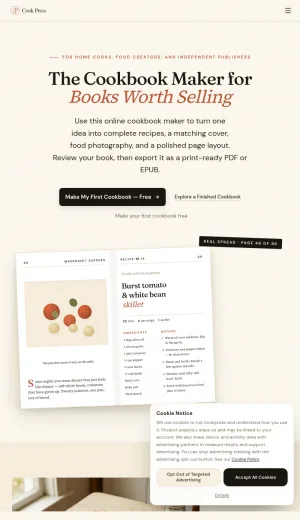 Cook Press Cookbook Creation and Publishing Software screenshot