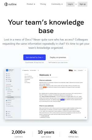 Outline Team Knowledge Base and Wiki Software screenshot