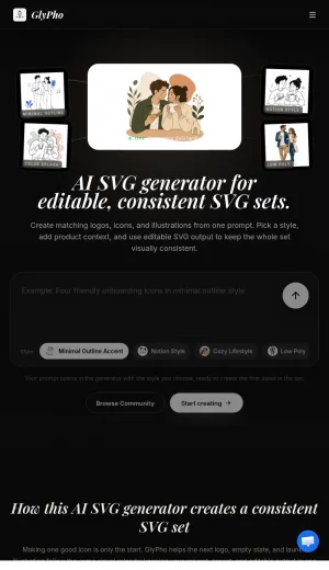 GlyPho AI SVG Generator for Editable Product Visuals screenshot