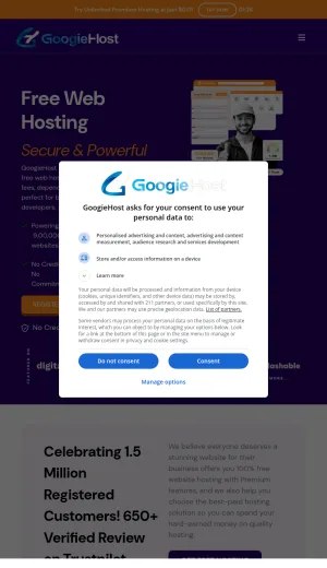 Free Web Hosting and Website Builder by GoogieHost screenshot