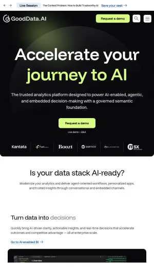 GoodData AI Analytics and Embedded Business Intelligence Platform screenshot