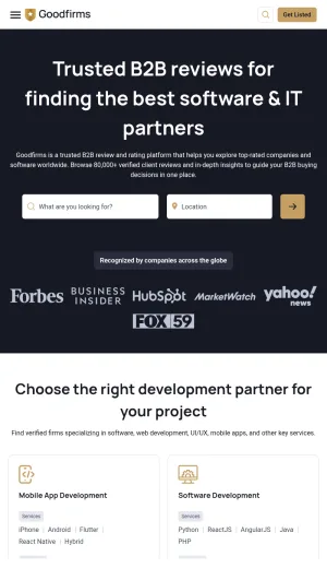 GoodFirms B2B Software and IT Service Reviews screenshot