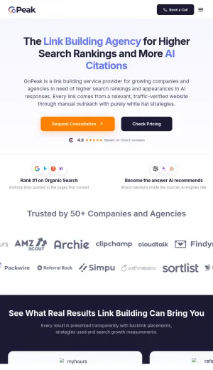 GoPeak Link Building and SEO Backlink Agency screenshot