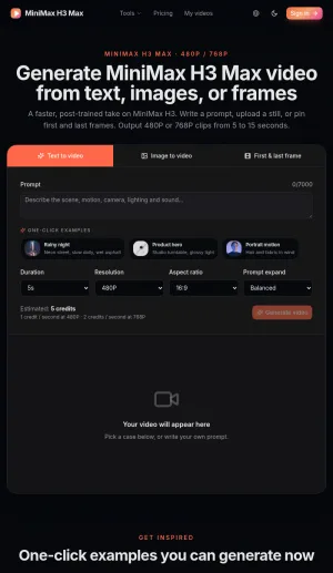 H3 Max AI Video Generator screenshot