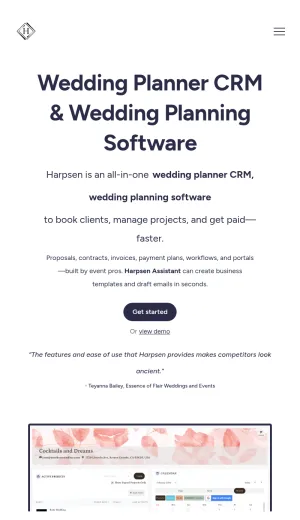 Harpsen Event Management Software for Weddings and Events screenshot