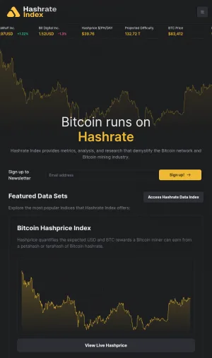 Hashrate Index Bitcoin Mining Analytics and Market Data screenshot