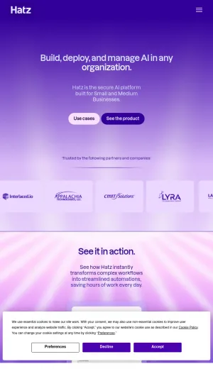Hatz AI Secure Platform for Business AI Agents screenshot