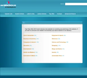 High Rank Web SEO Submission Directory screenshot