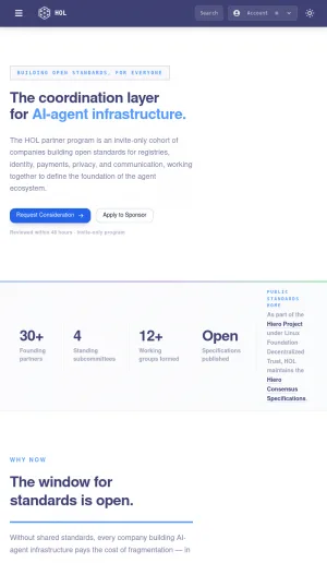 HOL Open Standards for AI Agent Infrastructure screenshot