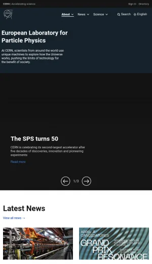 CERN Particle Physics Research and Accelerator Laboratory screenshot