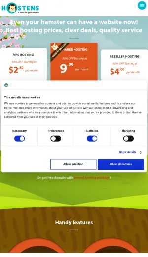 Hostens Web Hosting and Domain Services screenshot