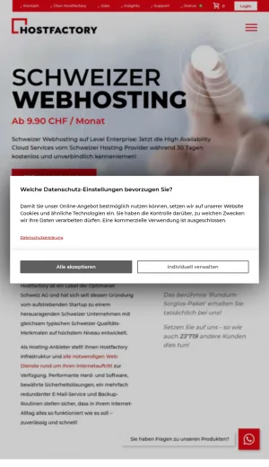 Swiss Web Hosting and Cloud Services by Hostfactory screenshot