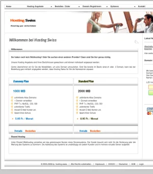 Hosting Swiss Web Hosting and Domain Services screenshot