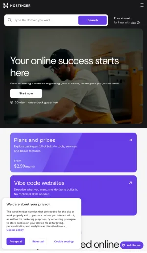 Hostinger Web Hosting and Website Builder screenshot