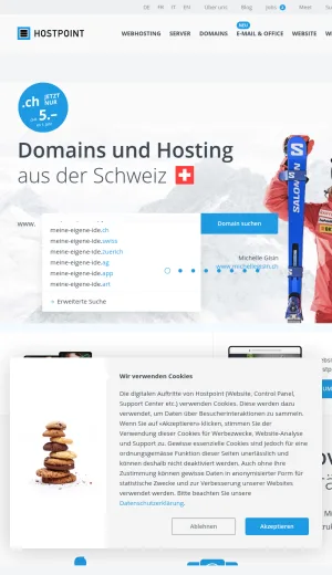 Hostpoint Swiss Domain Registration and Web Hosting Services screenshot