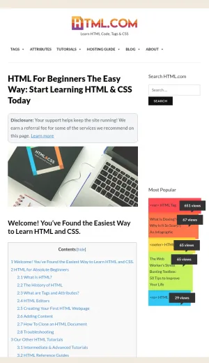 HTML and CSS Tutorials for Beginners screenshot