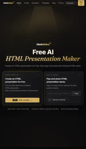 AI HTML Presentation Maker and Browser Deck Sharing screenshot