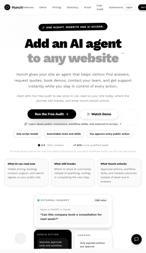 Hunch AI Agents for Website Lead Conversion screenshot