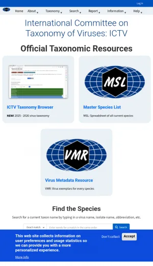 International Committee on Taxonomy of Viruses screenshot