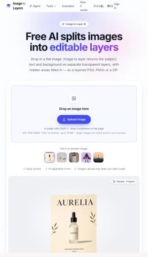 Image to Layer AI for Editable PSD Layer Export screenshot