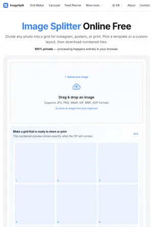 ImageSplit - Online Image Splitter and Grid Maker screenshot