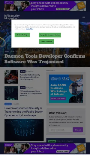 Infosecurity Magazine: Cybersecurity and Information Security News screenshot